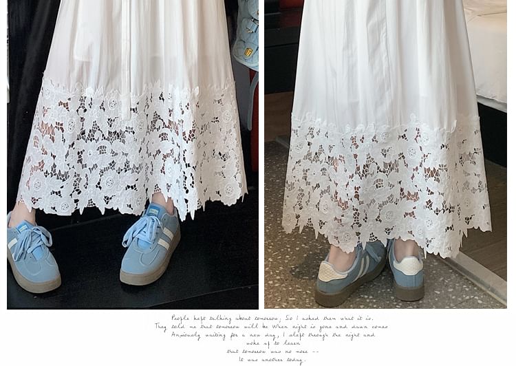 High A-Line Skirt Panel Maxi Rise Lace
