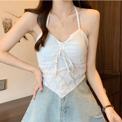 V-Neck Camisole Crop Top Lace