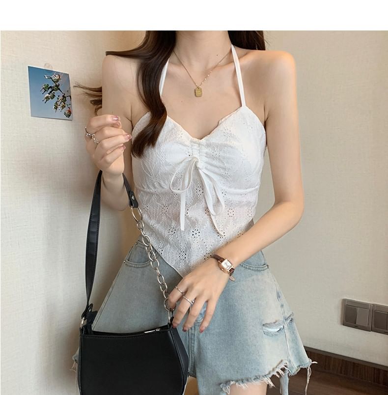 V-Neck Camisole Crop Top Lace