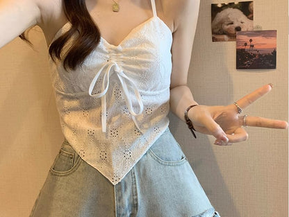 V-Neck Camisole Crop Top Lace