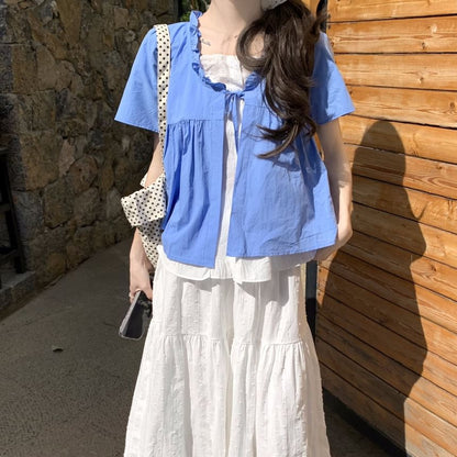 Two Two-Piece Mock Top Maxi High Waist / Short-Sleeve Tone