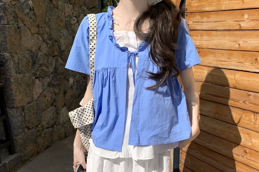 Two Two-Piece Mock Top Maxi High Waist / Short-Sleeve Tone