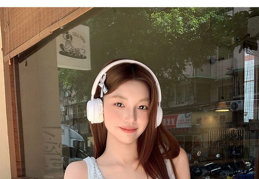 Tank Frill Plain Trim Crewneck Top