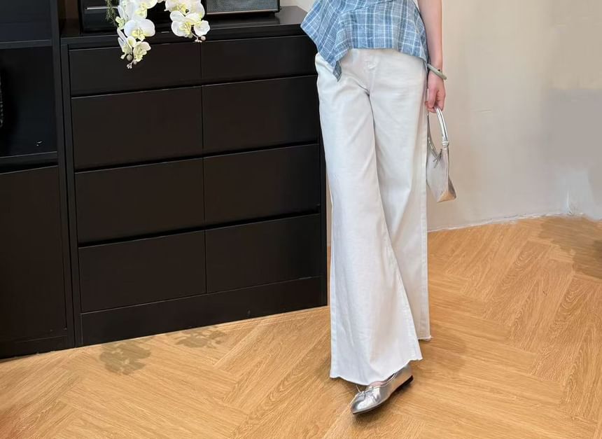 Top Plaid Sleeveless Asymmetrical