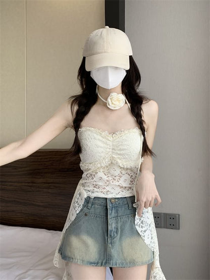 Asymmetrical Top Strapless Lace