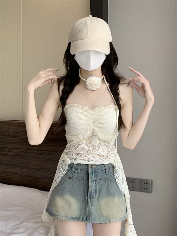 Asymmetrical Top Strapless Lace