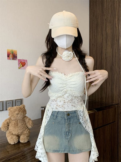 Asymmetrical Top Strapless Lace