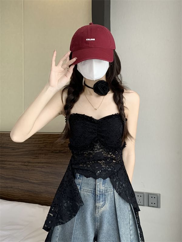 Asymmetrical Top Strapless Lace