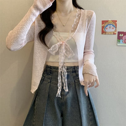 Open Plain Front Light Cardigan