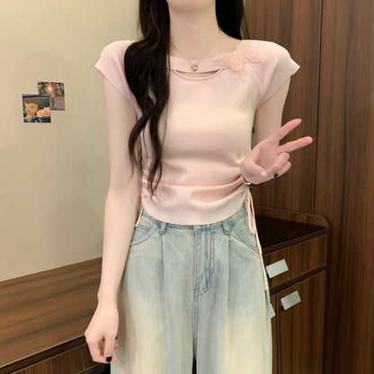 Plain Short-Sleeve Accent Tee Butterfly