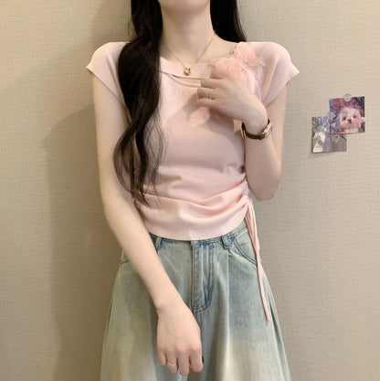 Plain Short-Sleeve Accent Tee Butterfly