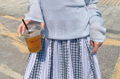 Set: Long-Sleeve + Plain Top Knit Sleeveless