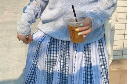 Set: Long-Sleeve + Plain Top Knit Sleeveless