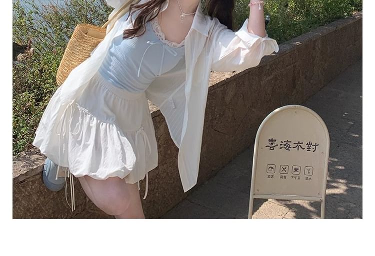 Lace Trim Camisole Plain Top Crop