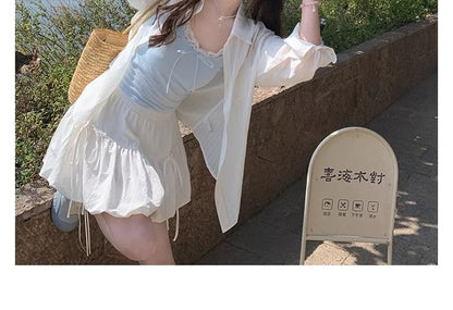 Lace Trim Camisole Plain Top Crop