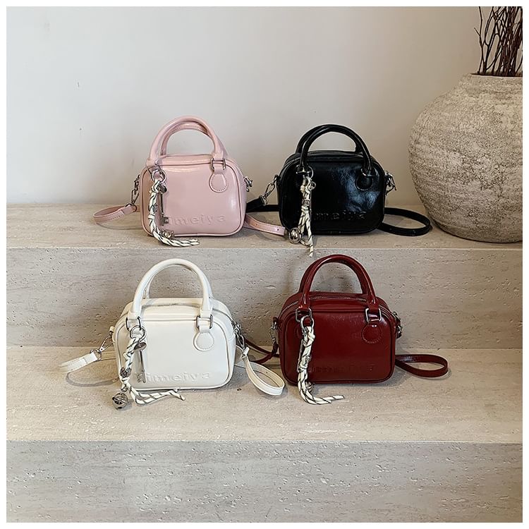 Bag Top Lettering Leather Handle Crossbody Faux