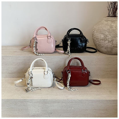 Bag Top Lettering Leather Handle Crossbody Faux