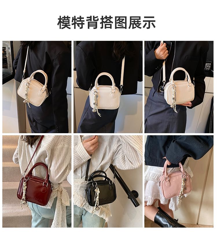 Bag Top Lettering Leather Handle Crossbody Faux