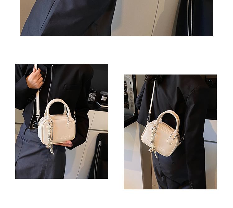 Bag Top Lettering Leather Handle Crossbody Faux