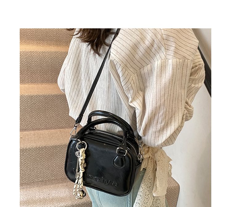 Bag Top Lettering Leather Handle Crossbody Faux