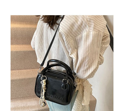 Bag Top Lettering Leather Handle Crossbody Faux