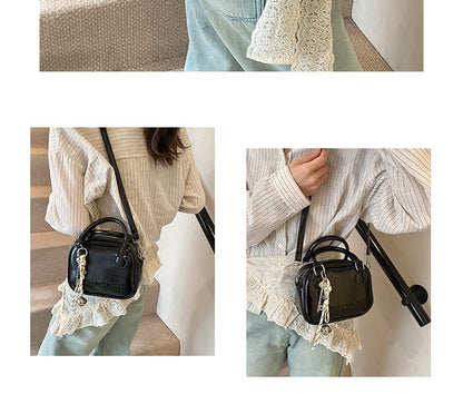 Bag Top Lettering Leather Handle Crossbody Faux