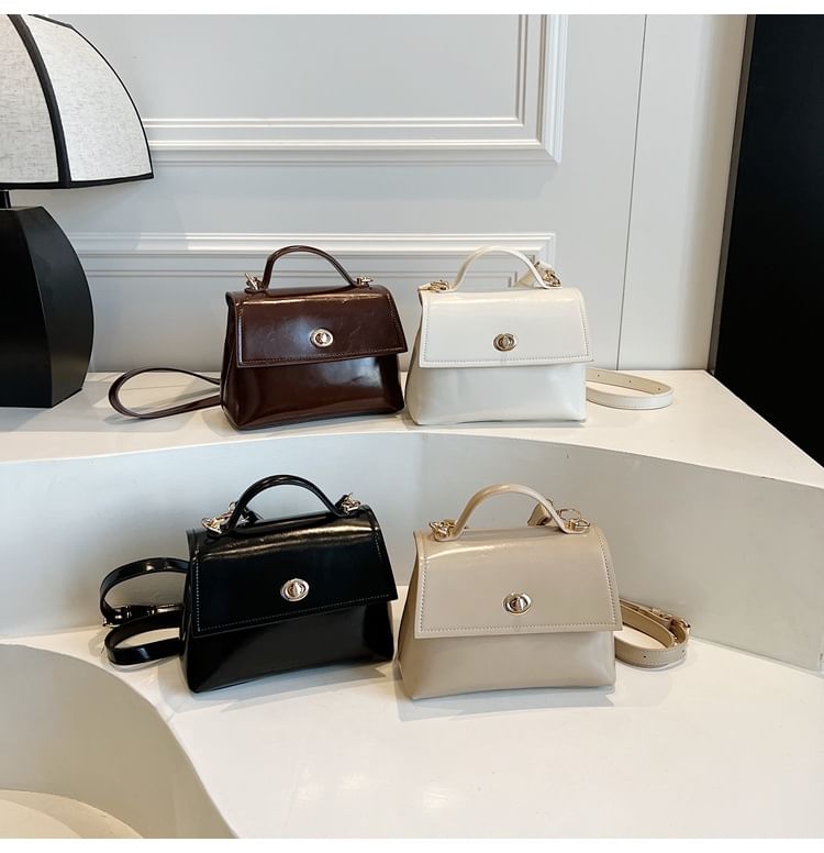 Twist Bag Top Set Crossbody Charm Lock / Handle Leather Flap Faux