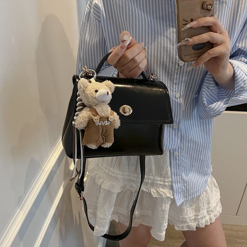 Twist Bag Top Set Crossbody Charm Lock / Handle Leather Flap Faux