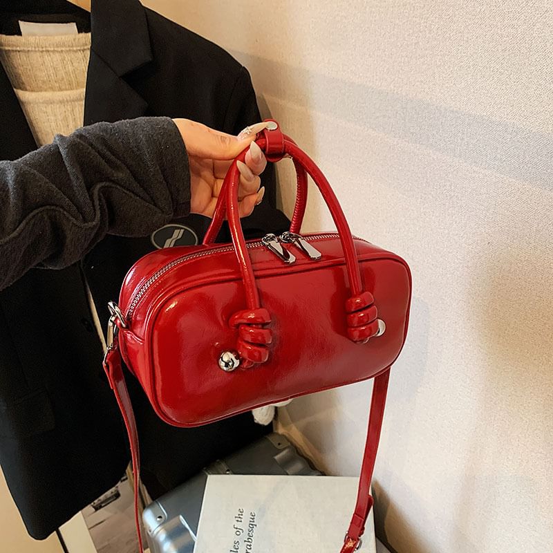 Bag Crossbody Top Leather Handle Faux Plain