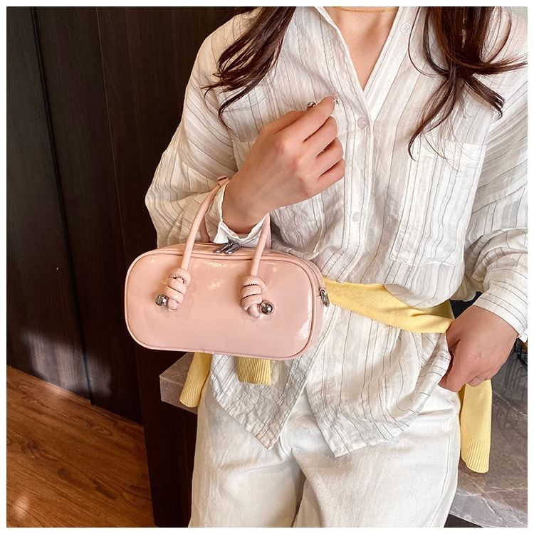 Bag Crossbody Top Leather Handle Faux Plain