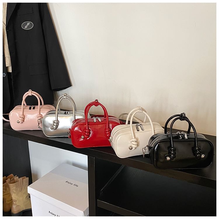 Bag Crossbody Top Leather Handle Faux Plain