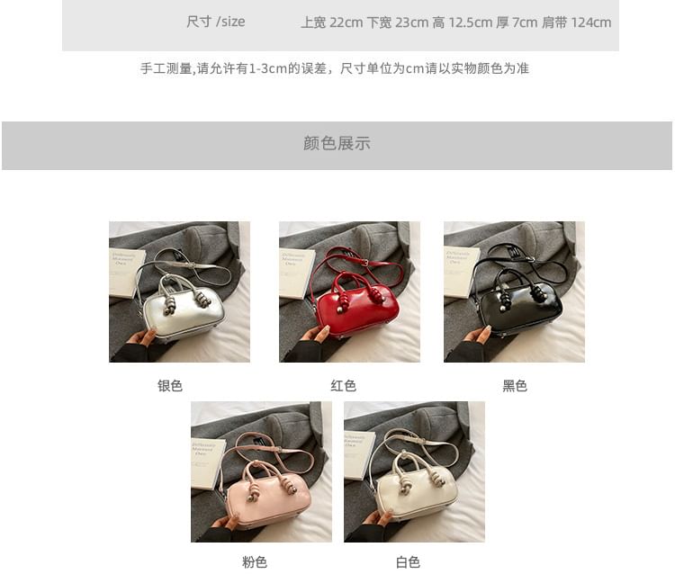 Bag Crossbody Top Leather Handle Faux Plain