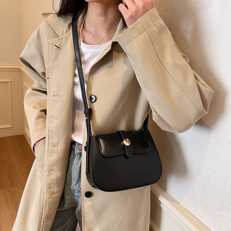 Crossbody Plain Faux Bag Leather Flap