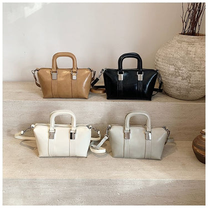 Faux Leather Plain Crossbody Top Bag Handle