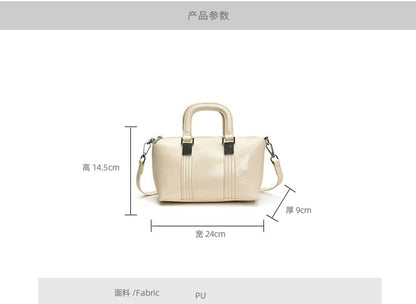 Faux Leather Plain Crossbody Top Bag Handle