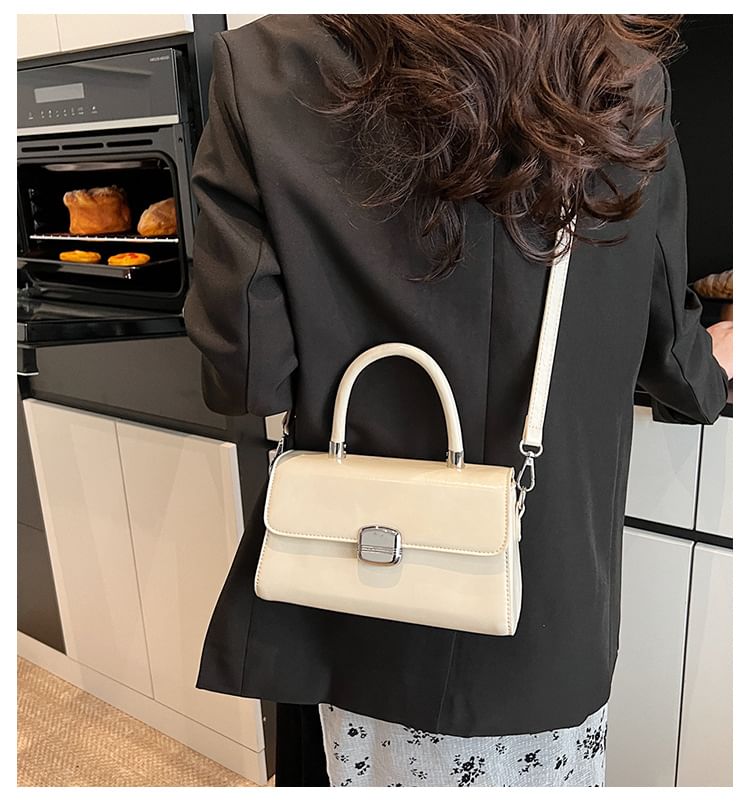 Handle Bag Leather Plain Faux Flap Top Crossbody