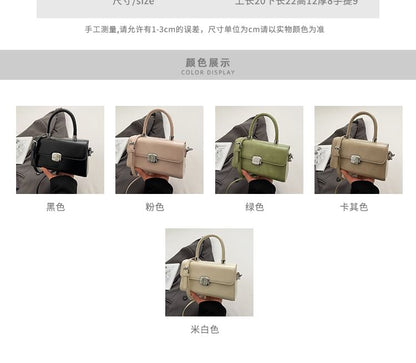 Handle Bag Leather Plain Faux Flap Top Crossbody