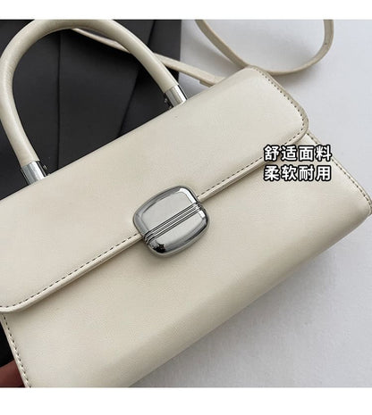 Handle Bag Leather Plain Faux Flap Top Crossbody