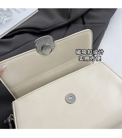 Handle Bag Leather Plain Faux Flap Top Crossbody