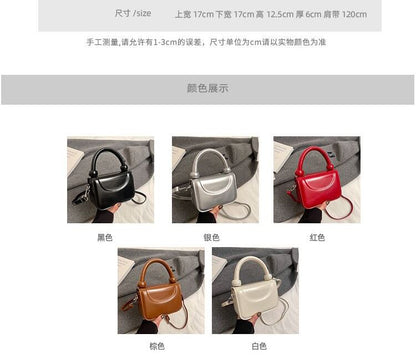 Faux Handle Leather Plain Bag Crossbody Top