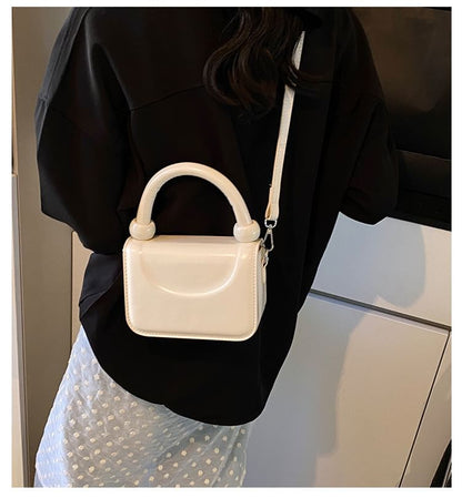 Faux Handle Leather Plain Bag Crossbody Top
