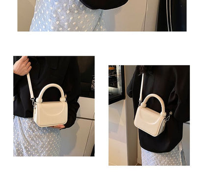 Faux Handle Leather Plain Bag Crossbody Top