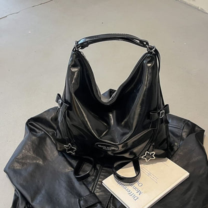 Buckled Faux Leather Bow Crossbody Star Bag