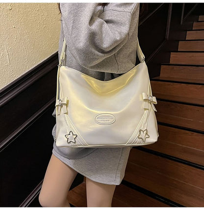 Buckled Faux Leather Bow Crossbody Star Bag