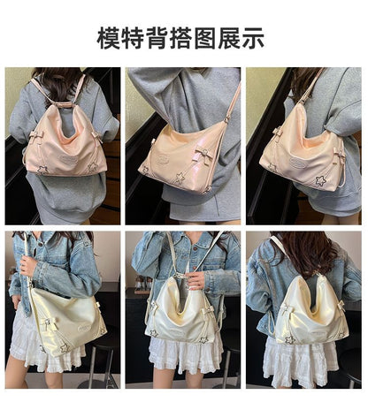 Buckled Faux Leather Bow Crossbody Star Bag