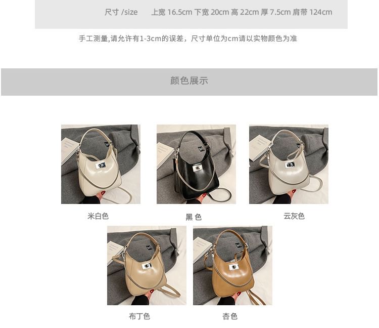 Bag Twist Lock Leather Handle Top Faux Crossbody