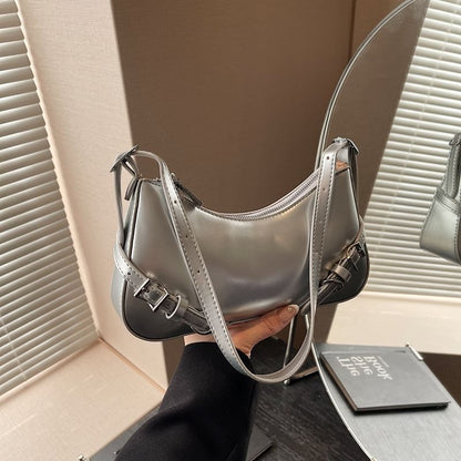 Buckled Bag Plain Crossbody Leather Faux