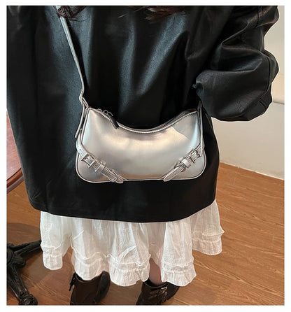 Buckled Bag Plain Crossbody Leather Faux