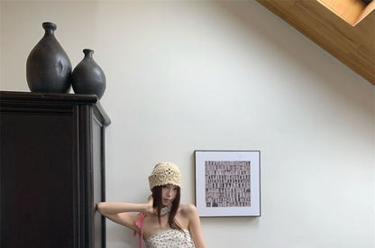 Ruched Top Ruffle Tube Floral Hem Print