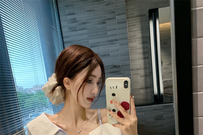 Long-Sleeve Shoulder Blouse Cold Asymmetrical Button-Up Striped